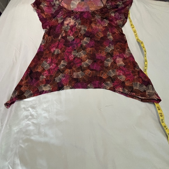 East 5th Tops - East 5th Pink and Brown Printed Short Sleeve Tunic